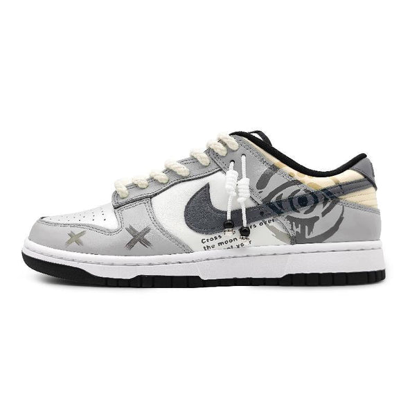 [Custom The eyes of a woman's vow are grey]  Dunk Skateboarding Shoes Women's Low-top White
