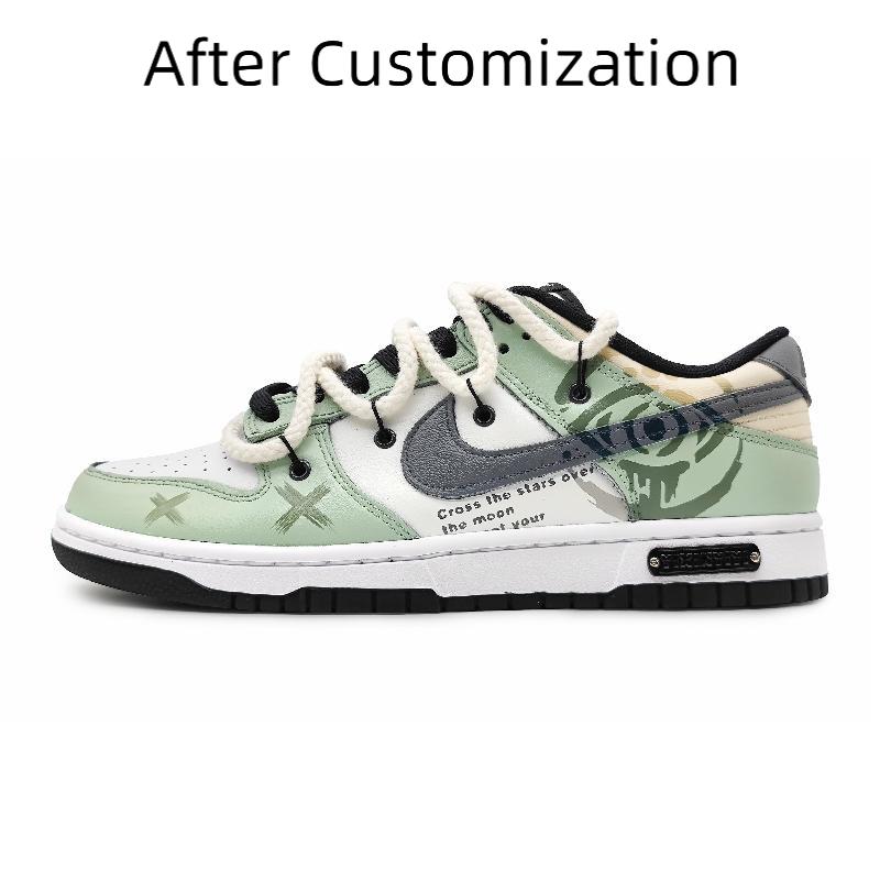 [Custom Women's Vow Eye Deconstructs green] Nike Dunk Skateboarding Shoes Women's Low-top Grey/white/yellow