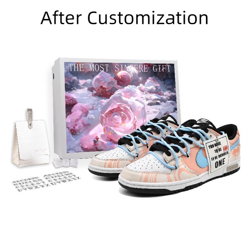[Custom Heartwarming melody HX] Nike Dunk Skateboarding Shoes Women's Low-top Orange/Black/White