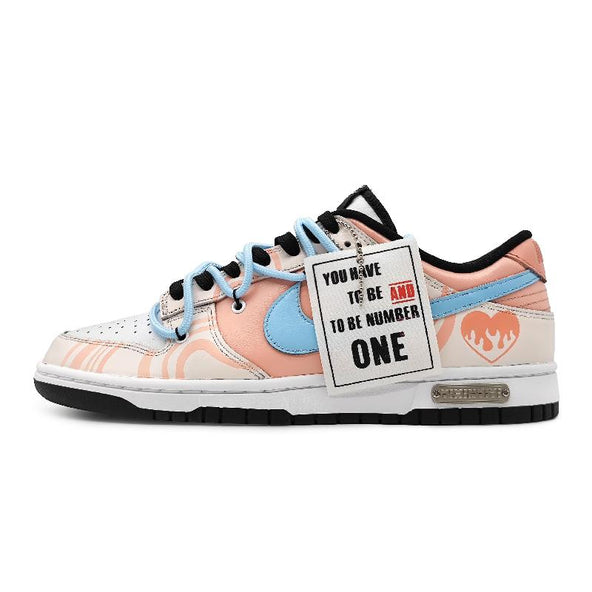 [Custom Heartwarming melody HX]  Dunk Skateboarding Shoes Women's Low-top Orange/Black/White