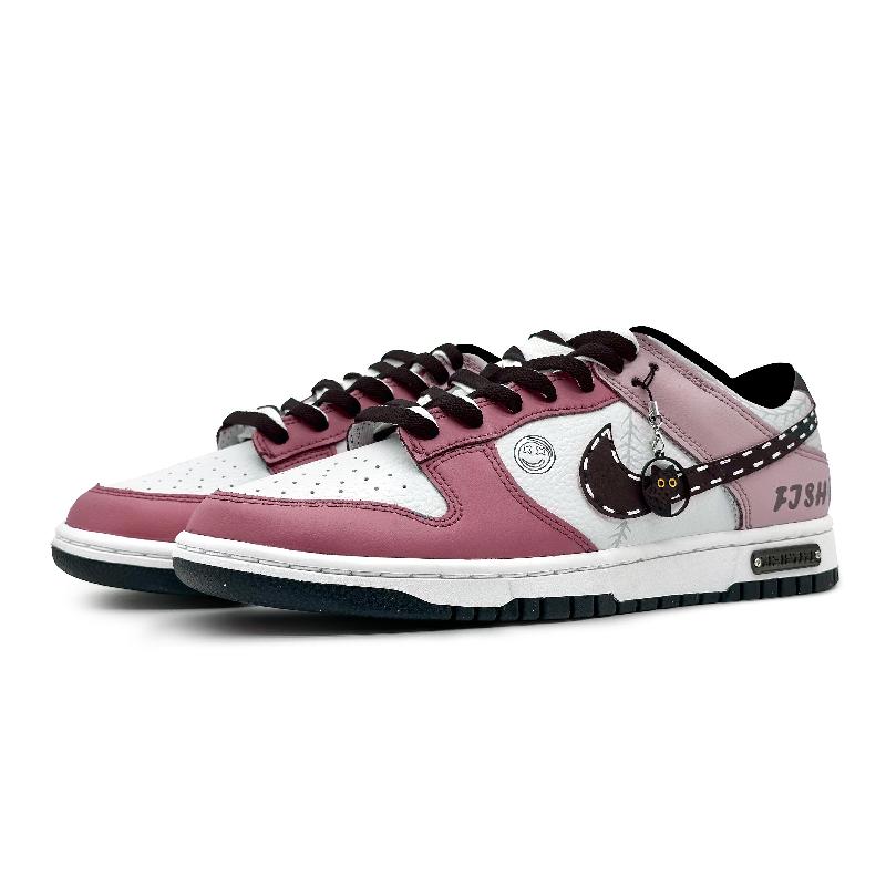[Custom Playful game powder gray]  Dunk Skateboarding Shoes Women's Low-top White/black