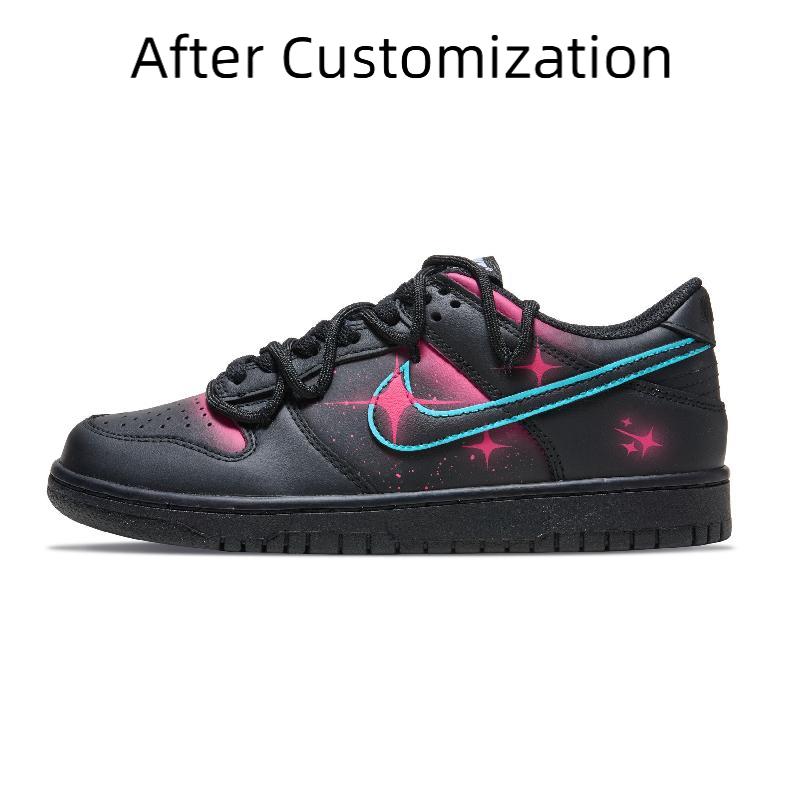 [Custom Female style Starry Night] Nike Dunk Skateboarding Shoes Women's Low-top Red