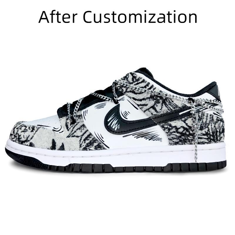 [Custom Night tour in the cool fields] Nike Dunk Skateboarding Shoes Women's Low-top Black/white