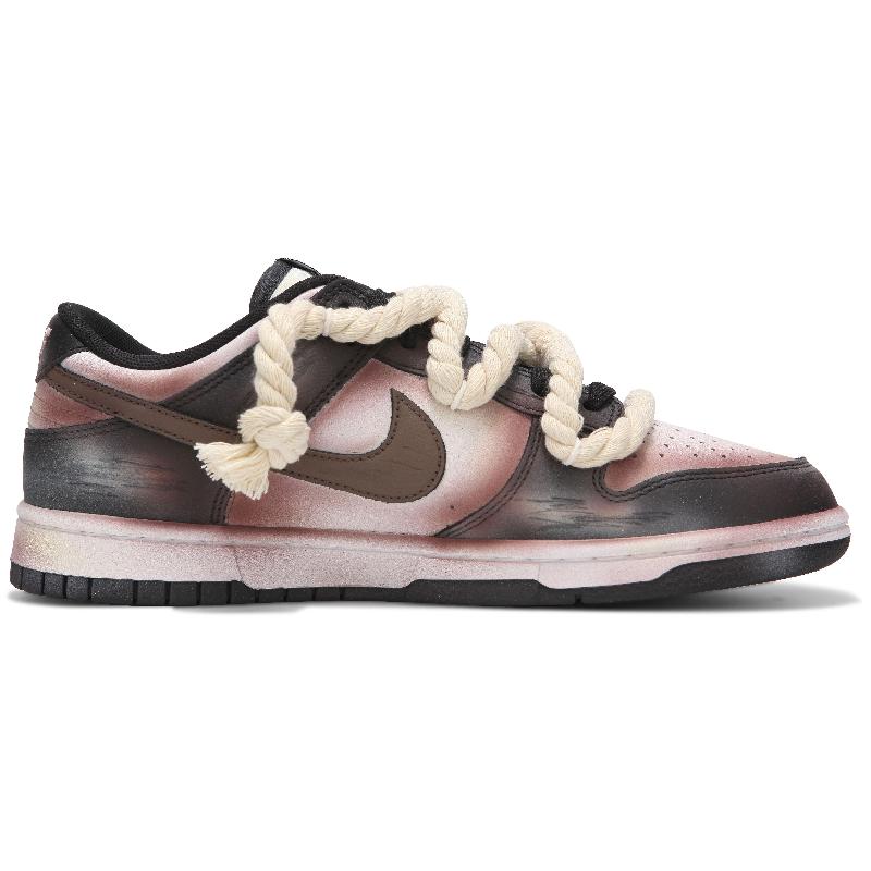 [Custom Rust And Starlight Blackish-Brown]  Dunk Skateboarding Shoes Low-top Unisex Brown/Black