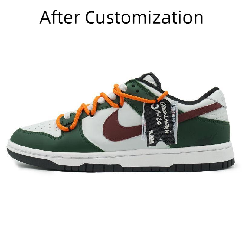 [Custom Retro American style for women] Nike Dunk Skateboarding Shoes Women's Low-top Green/white/red