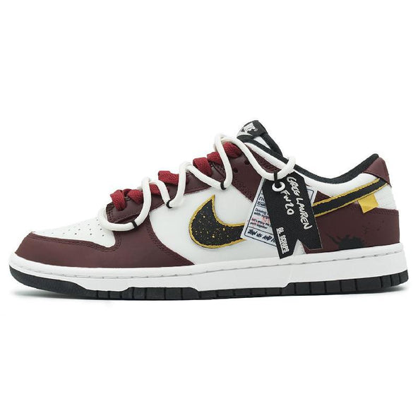 [Custom The golden age for women]  Dunk Skateboarding Shoes Women's Low-top Red/white/black