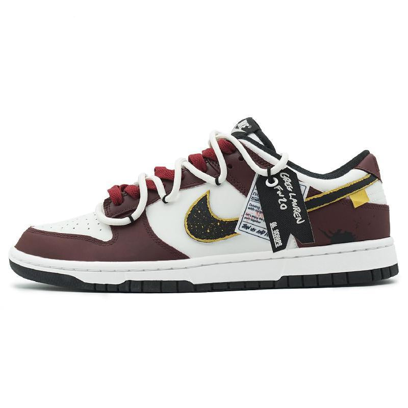 [Custom The golden age for women]  Dunk Skateboarding Shoes Women's Low-top Red/white/black
