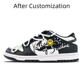[Custom GS, you are my sunshine, black and white] Nike Dunk Skateboarding Shoes Women's Low-top Black/white