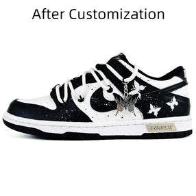 [Custom The butterflies' affection and the orioles' love] Nike Dunk Skateboarding Shoes Women's Low-top White