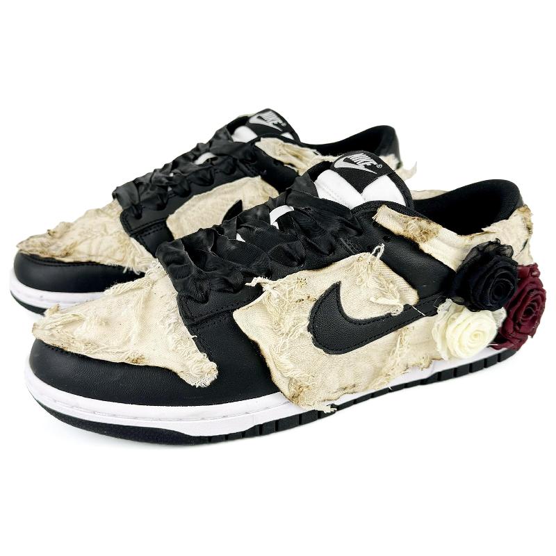 [Custom Roses in No Person's Land] Nike Dunk Skateboarding Shoes Women's
