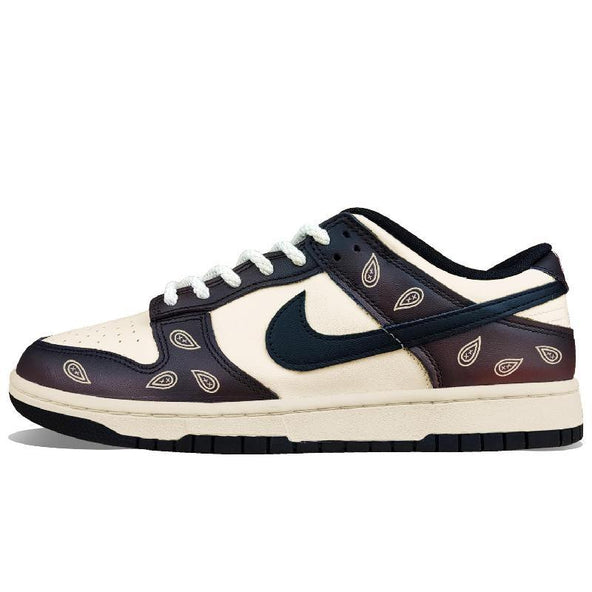 [Custom Mocha Coffee Cashew Flower Girl gs]  Dunk Skateboarding Shoes Women's Low-top Black/brown/burgundy