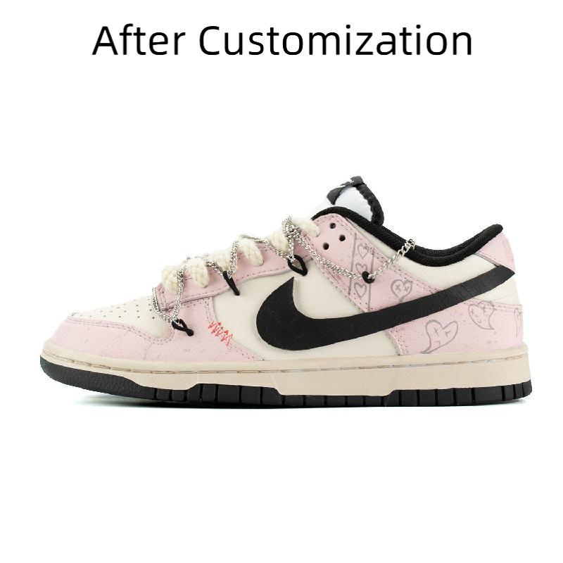 [Custom Prohibited fruit for women] Nike Dunk Skateboarding Shoes Women's Low-top Pink/Black