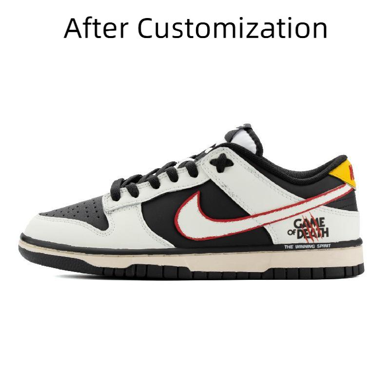 [Custom Female blood] Nike Dunk Skateboarding Shoes Women's Low-top Black/white/yellow