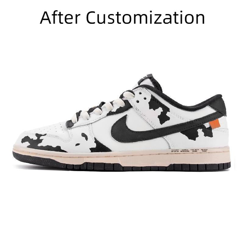 [Custom Female oolong] Nike Dunk Skateboarding Shoes Women's Low-top Black/white