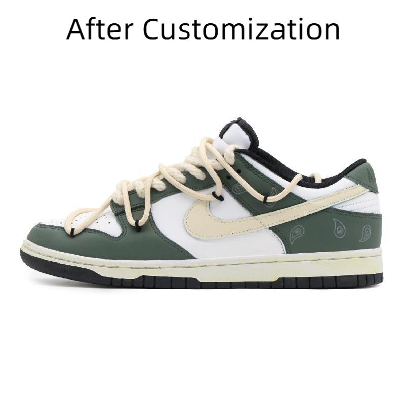[Custom Female cactus] Nike Dunk Skateboarding Shoes Women's Low-top White/green