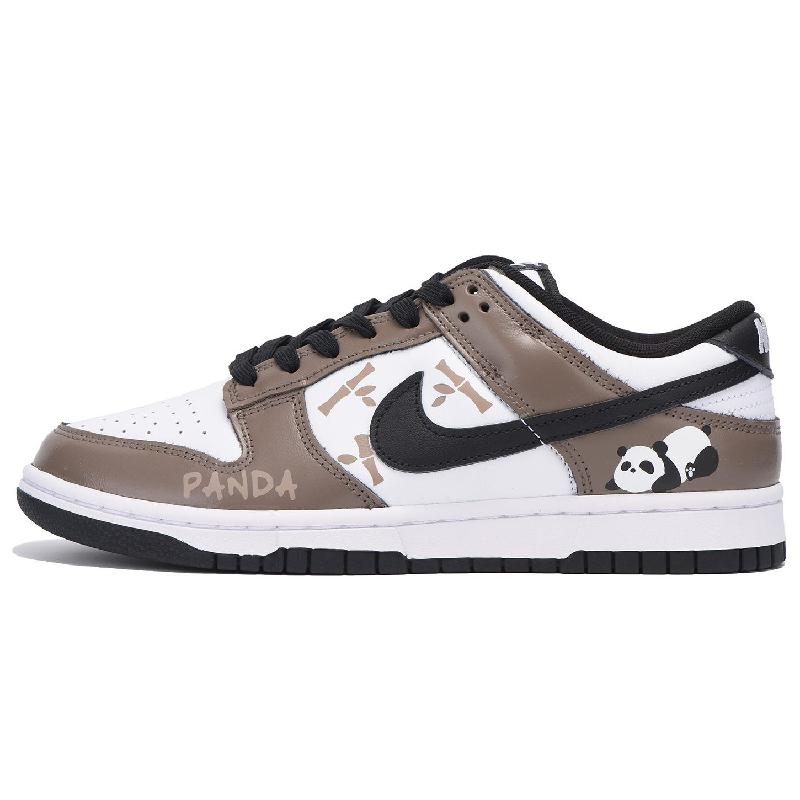 [Custom Women's pure brown bear Cat 6] Nike Dunk Skateboarding Shoes Women's Low-top White