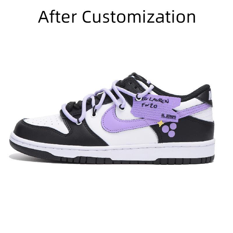 [Custom Black and purple for women] Nike Dunk Skateboarding Shoes Women's