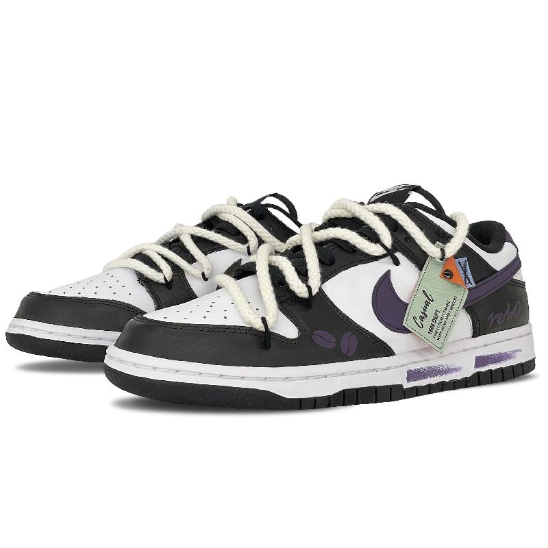[Custom American black and purple SGS]  Dunk Skateboarding Shoes Women's