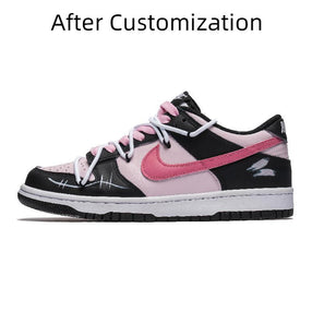 [Custom Strawberry Mafia] Nike Dunk Skateboarding Shoes Women's Low-top Black/pink