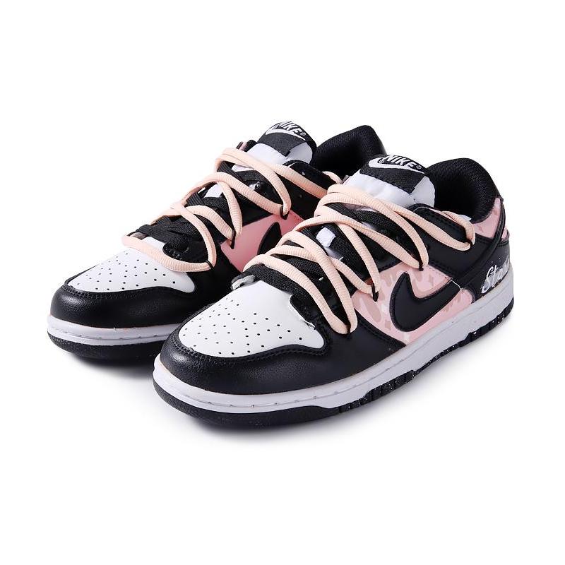[Custom Strawberry Cheese]  Dunk Skateboarding Shoes Women's Low-top Black/pink