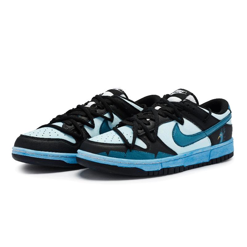 [Custom Peacock Blue]  Dunk Skateboarding Shoes Unisex Low-top Black
