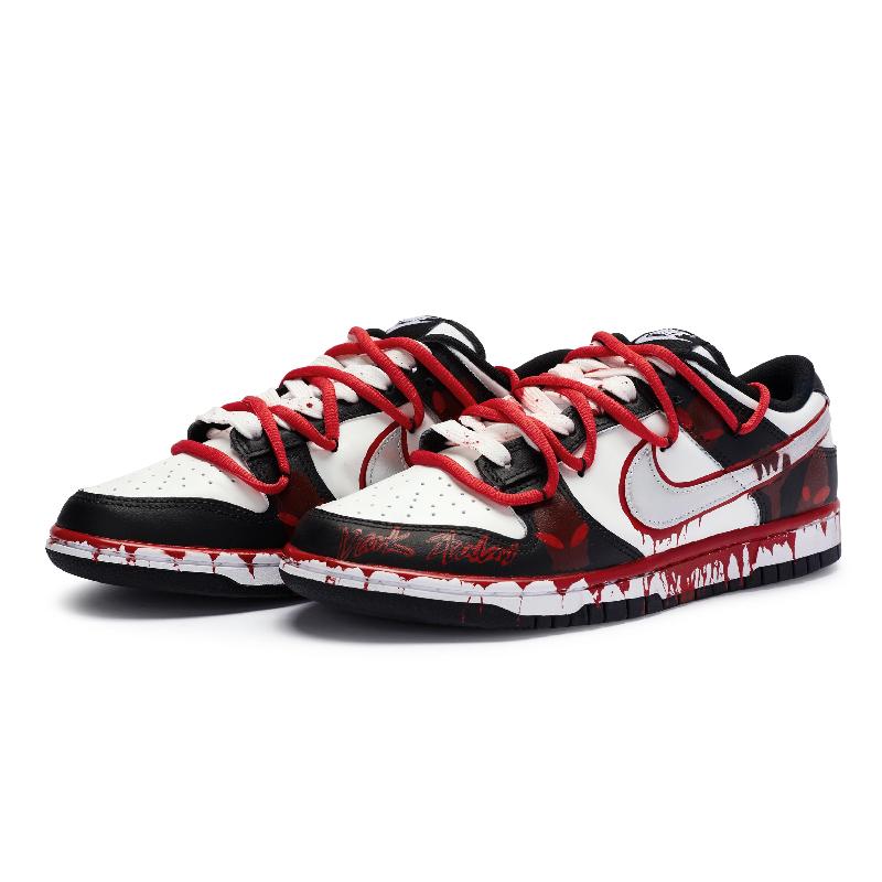 [Custom Shadow cult]  Dunk Skateboarding Shoes Unisex Low-top Red/Black