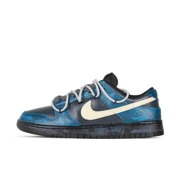 [Custom Blue Iceberg]  Dunk Skateboarding Shoes Unisex Low-top Black/Blue