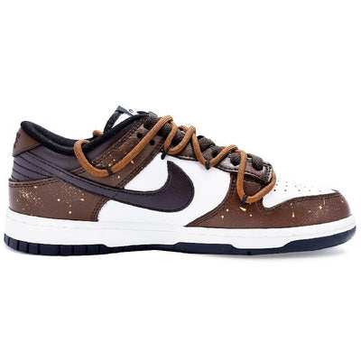 [Custom Female dragon carp]  Dunk Skateboarding Shoes Women's Low-top Brown/white/gold