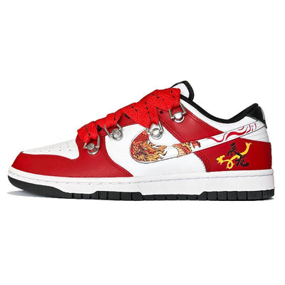 [Custom The auspicious dragon is jubilant]  Dunk Skateboarding Shoes Women's Low-top Pink/White/Black