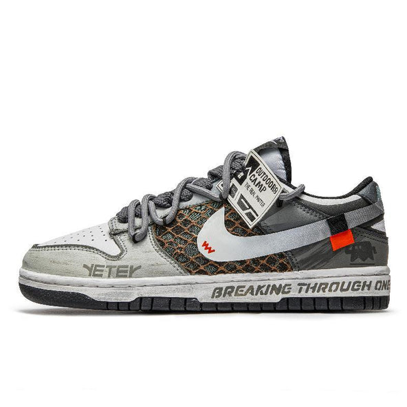 [Custom A Miraculous Journey]  Dunk Skateboarding Shoes Unisex Low-top Grey White Green