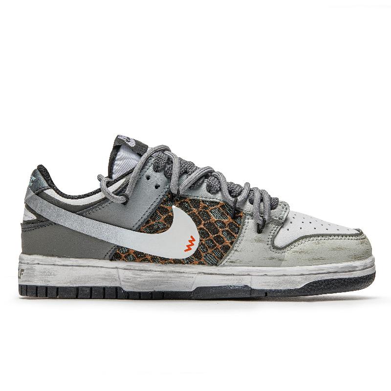 [Custom A Miraculous Journey]  Dunk Skateboarding Shoes Unisex Low-top Grey White Green
