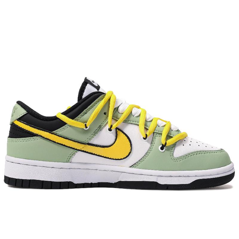 [Custom Green Comet]  Dunk Skateboarding Shoes Unisex Low-top Green/yellow/white