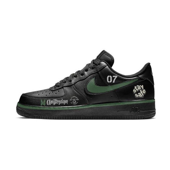 [Custom Green racing car]  Air Force 1 Skateboarding Shoes Men Low-top Black/green