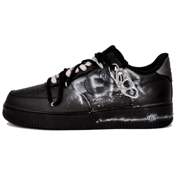[Custom Revere the distance]  Air Force 1 Skateboarding Shoes Unisex Low-top Black