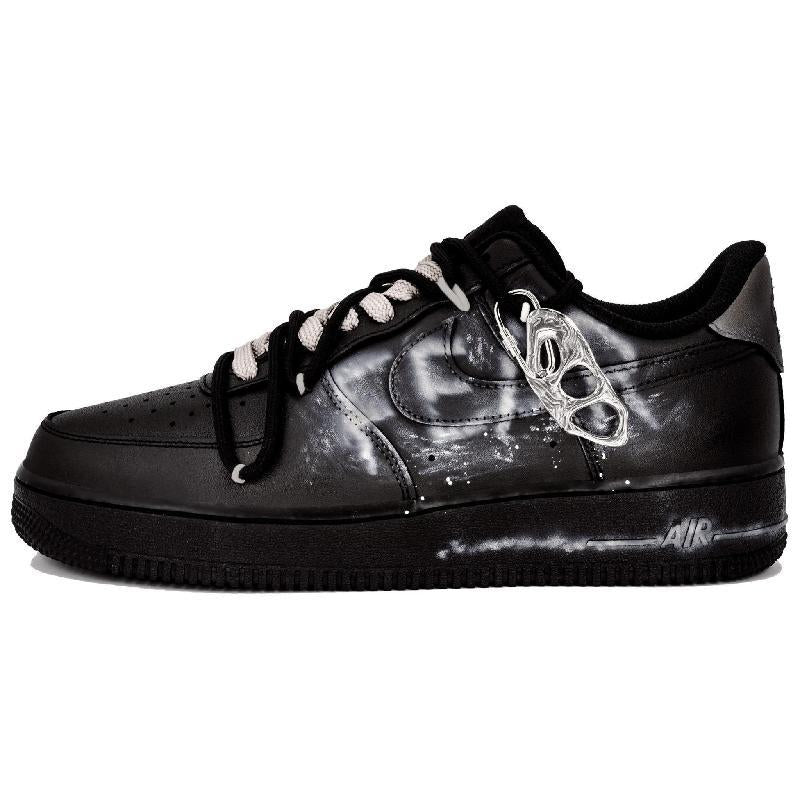 [Custom Revere the distance]  Air Force 1 Skateboarding Shoes Unisex Low-top Black