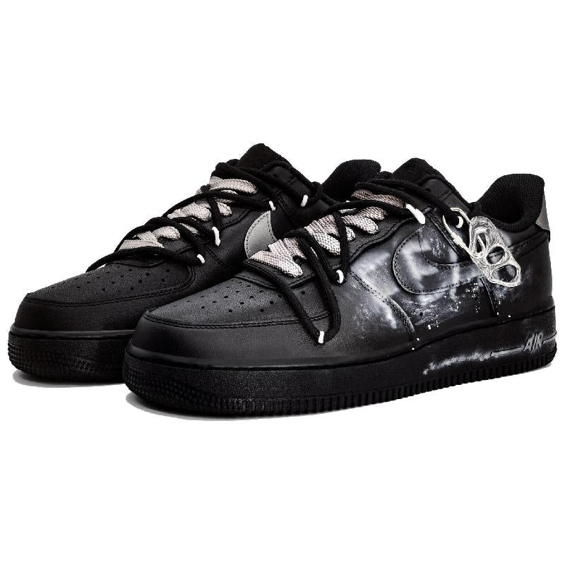 [Custom Revere the distance]  Air Force 1 Skateboarding Shoes Unisex Low-top Black