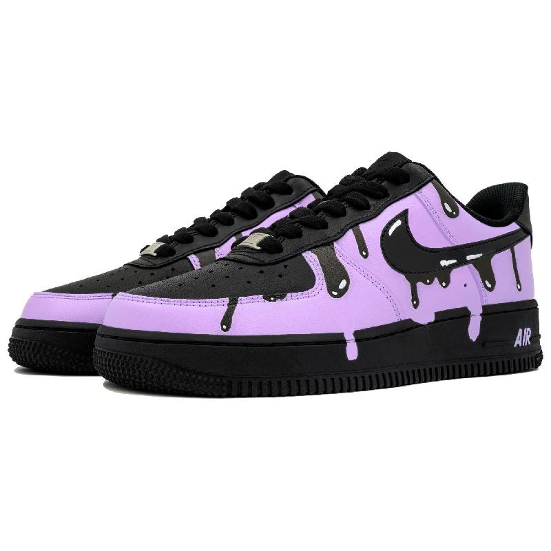 [Custom Dissolved ink electric light purple]  Air Force 1 Skateboarding Shoes Unisex Low-top Purple