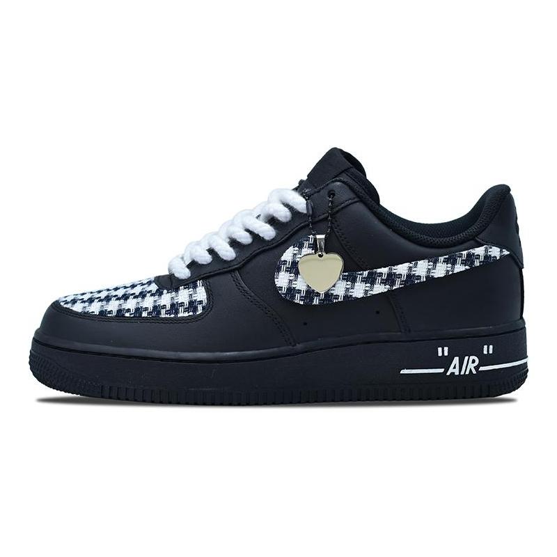 [Custom Black and white forbidden zone for both men and women]  Air Force 1 Skateboarding Shoes Unisex Low-top Black/white