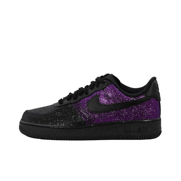 [Custom A man with a black and purple gradient full of stars]  Air Force 1 Skateboarding Shoes Unisex Low-top Purple