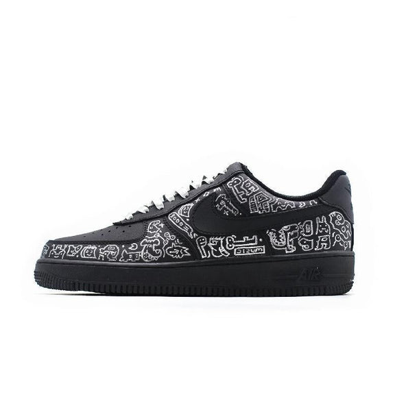 [Custom Silver little monster]  Air Force 1 Skateboarding Shoes Unisex Low-top Black/silver