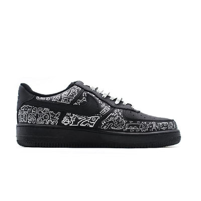 [Custom Silver little monster]  Air Force 1 Skateboarding Shoes Unisex Low-top Black/silver