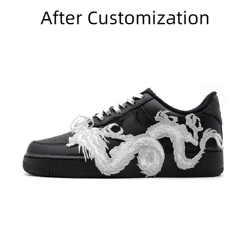[Custom Silver Dragon] Nike Air Force 1 Skateboarding Shoes Unisex