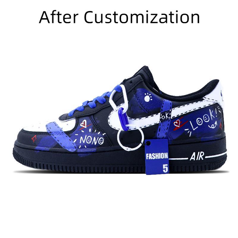 [Custom "OK band"] Nike Air Force 1 Skateboarding Shoes Men Low-top Blue
