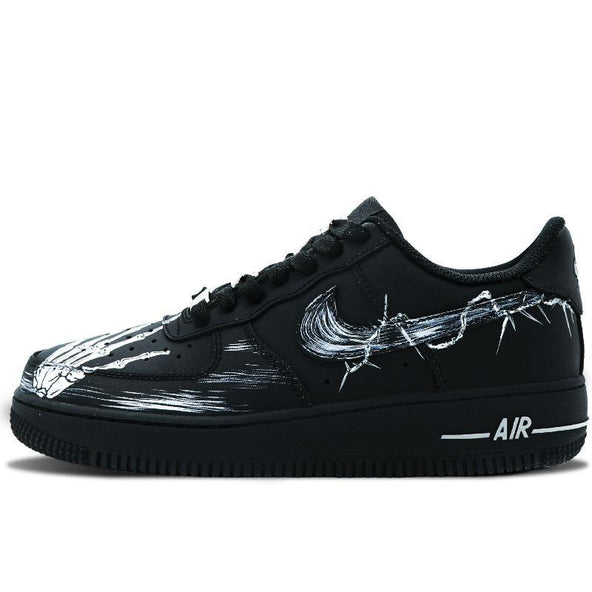 [Custom Black and white hand bones]  Air Force 1 Skateboarding Shoes Men