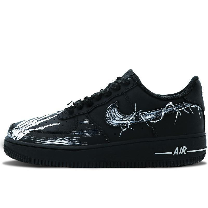 [Custom Black and white hand bones]  Air Force 1 Skateboarding Shoes Men