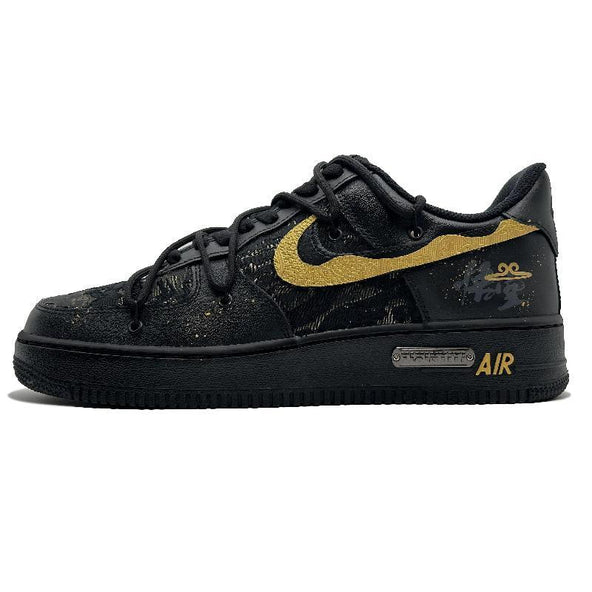 [Custom Black Myth Wukong]  Air Force 1 Skateboarding Shoes Unisex Low-top Black/yellow