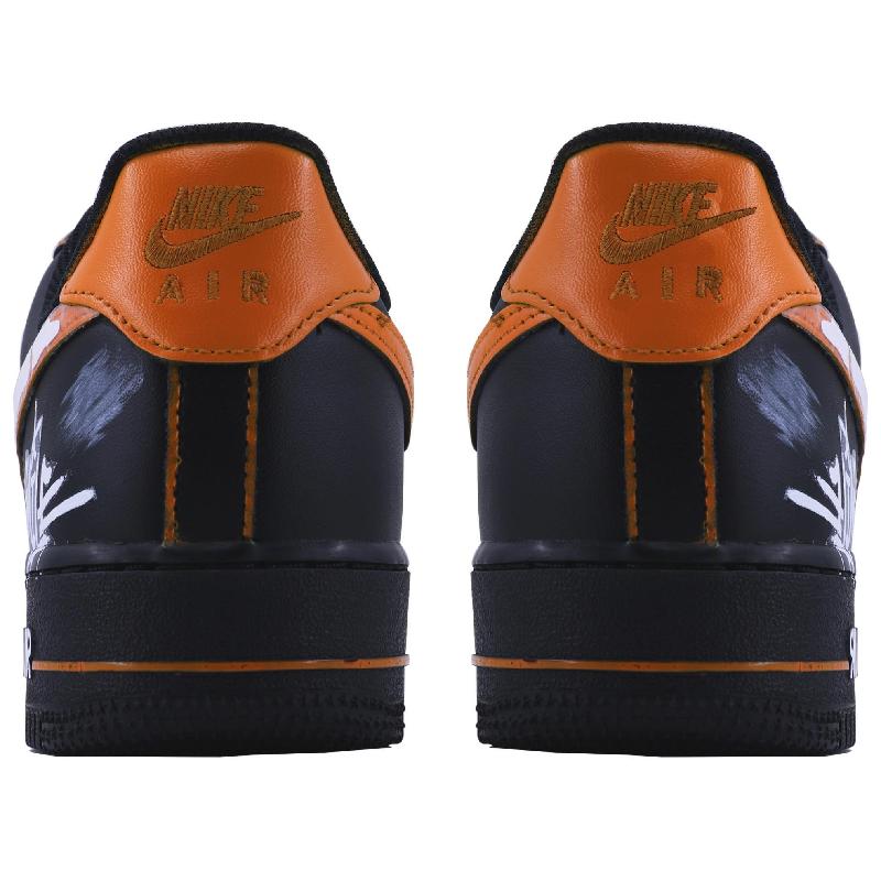 [Custom Orange radio wave]  Air Force 1 Skateboard Shoes Unisex Low-Top Black Orange