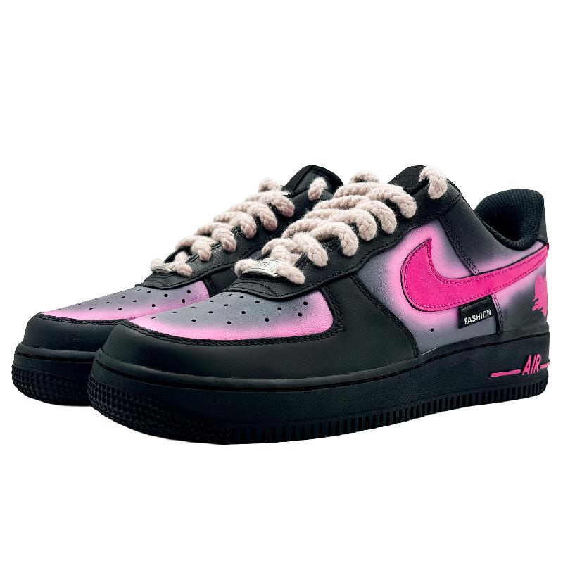 [Custom Neon mark]  Air Force 1 Skateboarding Shoes Men Low-top Black