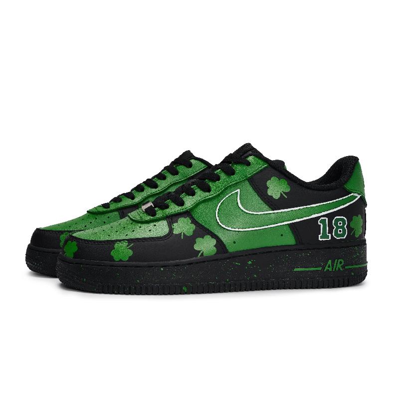 [Custom The Celtics' home court with the same style for both men and women]  Air Force 1 Skateboard Shoes Unisex Low-Top Green