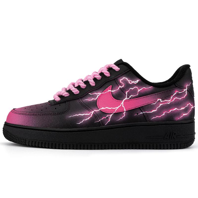 [Custom Flowing blue lightning]  Air Force 1 Skateboarding Shoes Unisex Low-top
